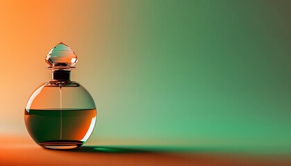 perfume bottle in different colorful contrast with text space isolated on the gradient background abstract water and splashes lubricant perfume background 