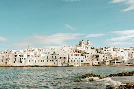 Naoussa village with the sea in the foreground