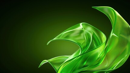 Abstract green liquid swirling on a dark green background