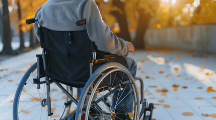 Obraz premium 車椅子の乗った男性