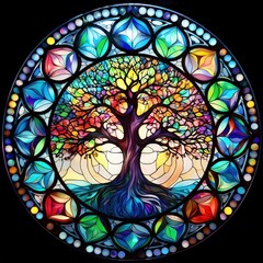 Stained Glass Tree of Life Symbol Art
