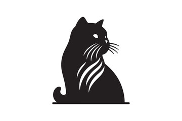 Cat Silhouette  vector image with white background.