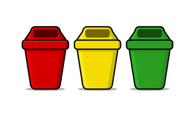 Recycle and trash bin icon set vector isolated on white background. Trash Can Vector Illustration.