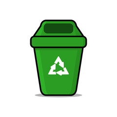 green recycle bin vector illustration. Trash Can Recycle Bin Vector Illustration Isolated.