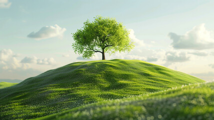 green tree on a green hill in springtime, 32k, full ultra hd, high resolution --ar 16:9