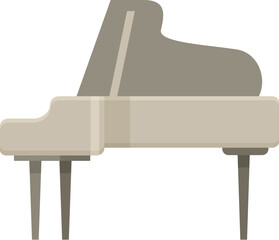 Elegant upright grand piano standing on stage in concert hall before classical music performance © nsit0108