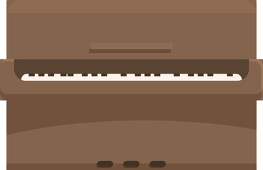 Brown upright piano standing with closed top, classical music instrument for concert halls or home recording studio © nsit0108