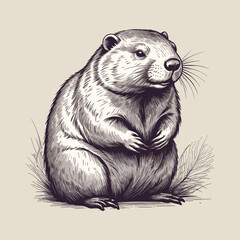 Detailed Groundhog Illustration