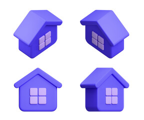 Minimal house symbol. Real estate, mortgage, loan concept. 3d icon. Cartoon minimal style.