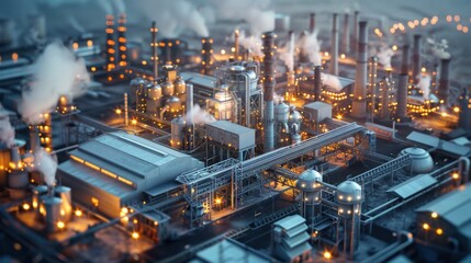 A detailed portrayal of the steel industry supply chain, photorealistic style, in a complex industrial network, emphasizing logistics and coordination.