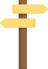 Simple wooden signpost is pointing in two opposite directions with blank space for adding text