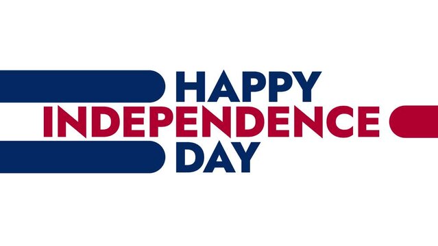 Happy Independence Day America 4th of july colorful motion graphics seamlessly loopable text animation on white or black background great for happy independence day on 4th july