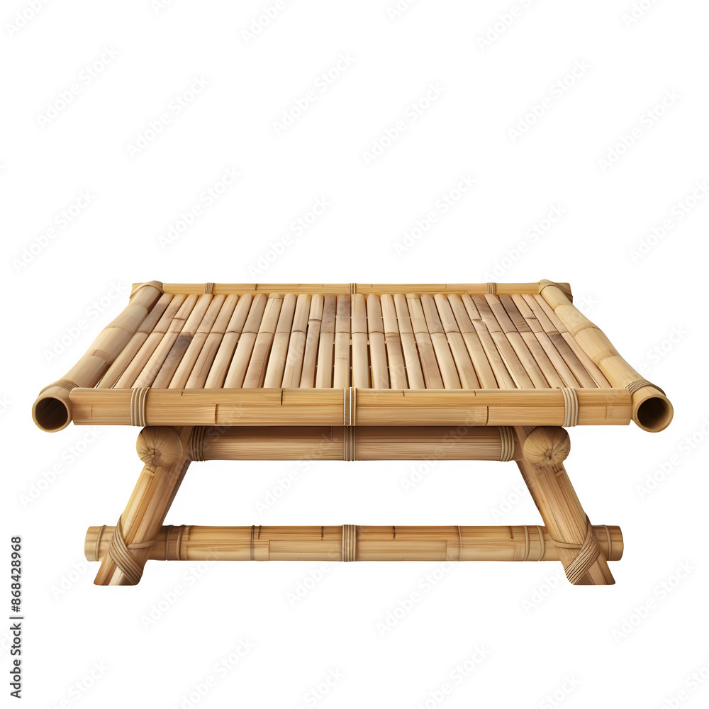 Poster 3d rendering of a classic bamboo table isolated on a clear background