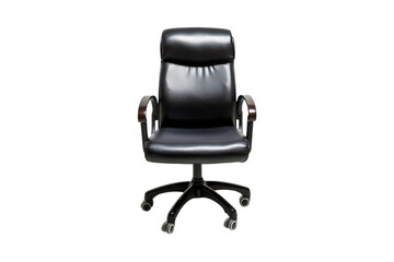 Fototapeta premium Black Leather Office Chair with Casters