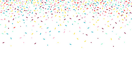 Colorful sprinkles banner background, colorful falling decorative sprinkles background