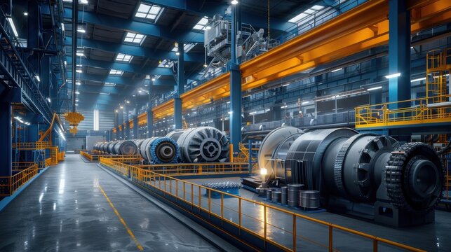 A realistic depiction of Tata Steel's factory operations, photorealistic style, in an industrial setting, showcasing the machinery and workers.