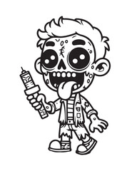 Illustration Coloring draw popular ghost zombie virus black and white version good for kids
