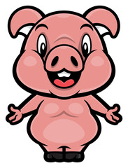 Cute Piglet cartoon characters greeting. Best for sticker, icon, logo, and mascot with livestock products themes
