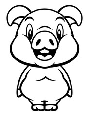 Cute Piglet cartoon characters standing. Best for outline, icon, logo, and coloring with livestock products themes for kids