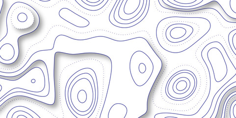 3D Papercut Stylized White topographic contour scheme and terrain. Abstract geometric layered curve line white background. Topographic contour lines vector map seamless pattern vector.