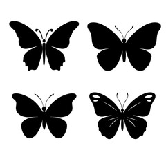 Butterfly silhouette vector icon isolated on white background