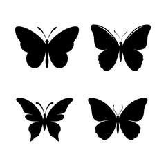 Butterfly silhouette vector icon isolated on white background