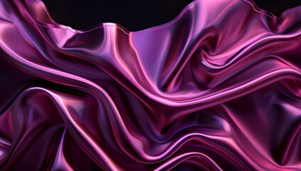 Obraz premium A pink silk fabric with shiny, wavy folds on a dark background perfect backdrop for luxury fashion designs or sophisticated backgrounds. 