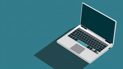 Laptop position in business analysis perspective, space for text, vector illustration