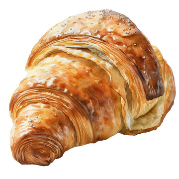 recommend clip art: Watercolor croissant clip art element illustration