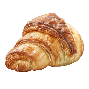recommend clip art: Watercolor croissant clip art element illustration