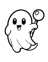 Obraz premium Illustration Coloring draw popular ghost magical ghost black and white version good for kids