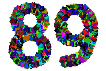 Colorful number 89 for math concept