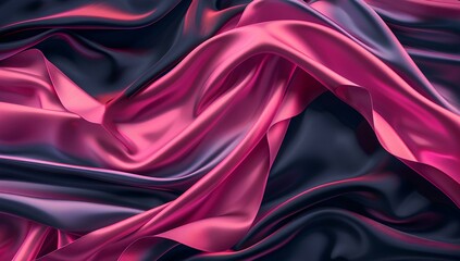 Obraz premium A pink silk fabric with shiny, wavy folds on a dark background perfect backdrop for luxury fashion designs or sophisticated backgrounds. 