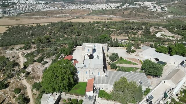 Aerial video over Bet Jamal Monastery Israel
