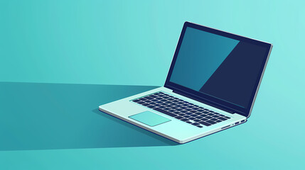 Laptop position in business analysis perspective, space for text, vector illustration