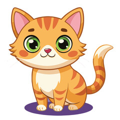Vector Illustration of Cute Cartoon Cat Characters on Isolated Background