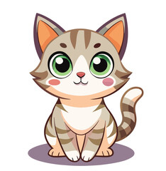 Vector Illustration of Cute Cartoon Cat Characters on Isolated Background