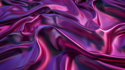 Fototapeta premium A pink silk fabric with shiny, wavy folds on a dark background perfect backdrop for luxury fashion designs or sophisticated backgrounds. 