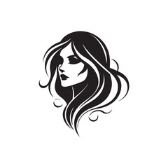 Beauty woman,black logo in minimalist and modern style