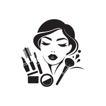 recommend clip art: Beauty woman,black logo in minimalist and modern style