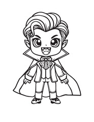 Illustration Coloring draw popular ghost vampire boys black and white version good for kids