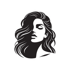 Beauty woman,black logo in minimalist and modern style