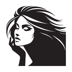 Beauty woman,black logo in minimalist and modern style