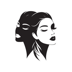 Beauty woman,black logo in minimalist and modern style