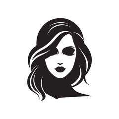 Beauty woman,black logo in minimalist and modern style