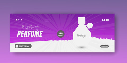 Elegant perfume or fragrance social media Facebook cover template. Template can be used for promotion of cosmetic sale, skin care, makeup, hair care, spa salon, hairdressing, scrub, mask,