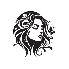 Beauty woman,black logo in minimalist and modern style