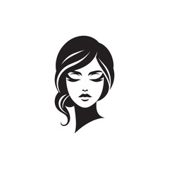 Beauty woman,black logo in minimalist and modern style