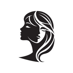 Beauty woman,black logo in minimalist and modern style