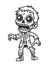 Illustration Coloring draw popular ghost zombie man black and white version good for kids